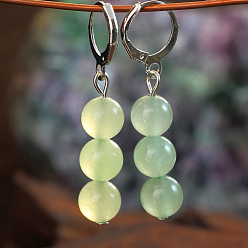 Аметист Богемные круглые серьги с натуральным аметистом и застежкой-крючком, с фурнитурой для сережек из сплава, платина, 45 мм