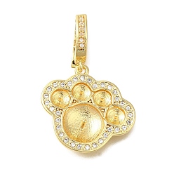 Настоящее золото 18K Латунные микро-паве прозрачные кубические цирконии европейские подвески-шармы, привязка поручительств, за половину пробурено бисера, без кадмия, без никеля и без свинца, лапы печатать прелести, реальный 18 k позолоченный, 29x19.5x3.5 мм, отверстие : 5.5x4 мм