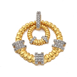 Real Gold Plated & Real Platinum Plated Латунные микро проложить кубического циркония подвески, круглые, долговечный, без кадмия и без свинца, стойки покрытие, настоящее золото и платина, 24.5x26.5x3.5 мм, отверстие : 4.5 мм