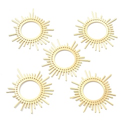 Real 18K Gold Plated SHEGRACE Brass Pendants, Sun Charms, Cadmium Free & Lead Free & Nickel Free, Real 18K Gold Plated, 42x45x1mm, Hole: 1mm