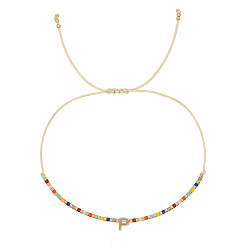 Letter P Браслеты с подвесками из латуни в богемном стиле, Браслеты из бисера и стеклянных бусин для женщин, буквы, золотые, Письмо P, 11.02 дюйм (28 см)