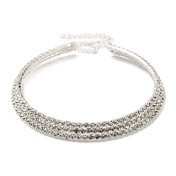 Серебро Колье-колье со стразами и кристаллами, модное ожерелье из прямоугольной цепи из сплава, серебряные, внутренний диаметр: 3.56 дюйм (9.05 см)