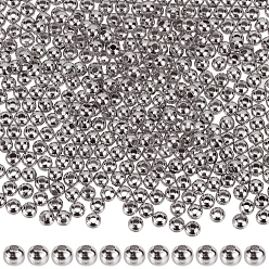 Stainless Steel Color Round 316 Surgical Stainless Steel Spacer Beads, Stainless Steel Color, 3mm, Hole: 1mm