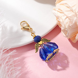 Королевский синий Подвесные украшения из стеклянных бусин и сплава в виде ангела, застежка-лобстер для украшений на сумке, королевский синий, 48 мм