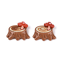 Сиена Непрозрачная смола декодирует кабошоны, пень и гриб, цвет охры, 23x28x8 мм