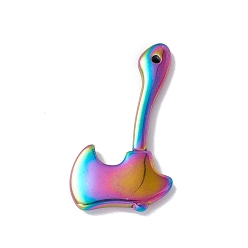 Rainbow Color Ion Plating(IP) Stainless Steel Pendants, Axe Charms, Rainbow Color, 40x24x4mm, Hole: 1mm