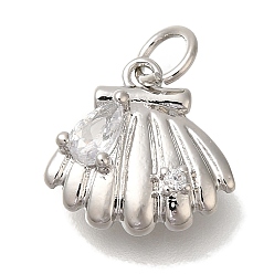 Платина Стойка металлическая латунная микропрофилированная кубическая циркония подвески, без кадмия и без свинца, долговечный, формы раковины, платина, 13x13x4.5 мм, отверстие : 3 мм