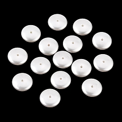 White ABS Plastic Imitation Pearl Beads, Flat Round, White, 17.5x4.5mm, Hole: 1.6mm, about 600pcs/500g