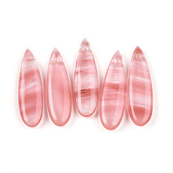 Вишневый Кварц Вишневое из кварцевого стекла подвески, слезинки, 34~36x10~10.5x4.5~5.5 мм, отверстие : 0.8~1.2 мм