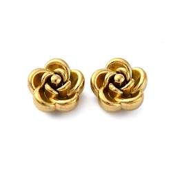 Золотой 304 из нержавеющей стали бусы, роза, золотые, 8x8x5 мм, отверстие : 1 мм