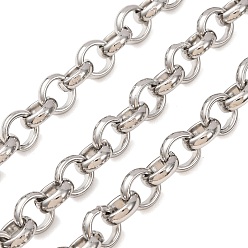 Stainless Steel Color 304 Stainless Steel Rolo Chains, Unwelded, with Spool, Stainless Steel Color, 10x3mm