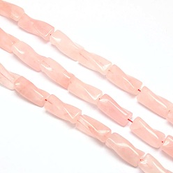 Rose Quartz Natural Rose Quartz Twist Column Beads Strands, 21x10x10mm, Hole: 1mm, about 20pcs/strand, 15.74 inch