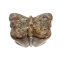 Лунный Камень Украшения из натурального персикового драгоценного камня, коробка для хранения бабочки из смолы, 115x75x70 мм