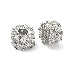 Платина Латунные микропаве из прозрачного кубического циркония, колонка, долговечный, стойки покрытие, платина, 8x6 мм, отверстие : 3 мм