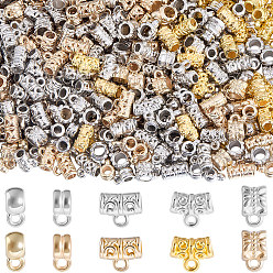 Платиновый & Золотой 400шт 10 стили пластиковые трубки ccb поручни, петля под залог, платиной и золотом, 9~11x4~11x4.5~7.5 мм, отверстие : 1.5~2.8 мм, внутренний диаметр: 3~5 мм, 40 шт / стиль