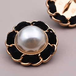 Черный Кнопка сплава хвостовиком, с бантиком, цветок, чёрные, 18 мм