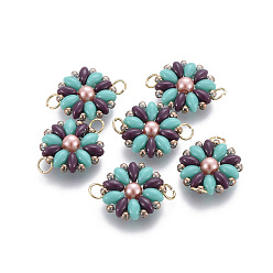 Разноцветный Японский бисер miyuki & toho ручной работы ссылки, Ткацкий станок, подсолнечника, красочный, 19~20x13.5~14x4.5 мм, отверстие : 3 мм