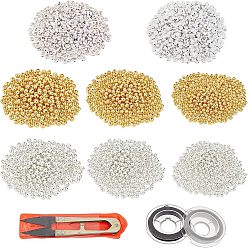 Gemischte Farbe DIY Buchstaben-Stretcharmband-Kits aus Acrylperlen für Kinder, einschließlich runder ABS-Kunststoffperlen, elastischen Faden, scharfen Stahl Schere, Gemischte Farbe