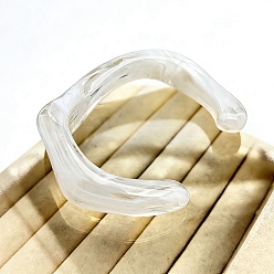 Белый Витые акриловые браслеты-манжеты для женщин, волнообразный, белые, внутренний диаметр: 1.77x2.36 дюйм (4.5x6 см)