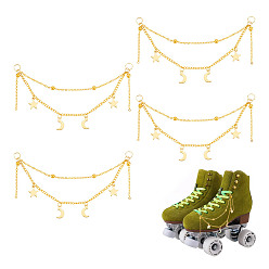 Золотой 50 шт. подвески из нержавеющей стали в виде звезды и луны, украшение обуви, с латунной цепью, золотые, 120 мм, 2 шт / комплект