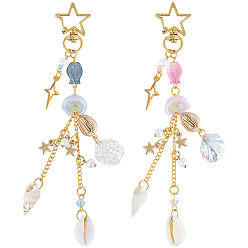 (52) Непрозрачная лаванда 2 шт 2 цвета звезда сплав подвесные украшения, с оболочкой, золотые, разноцветные, 155 мм, 1 шт / цвет