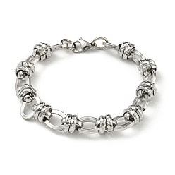 Stainless Steel Color Non-Tarnish Handmade 201 Stainless Steel Link Bracelets, Stainless Steel Color, 8-5/8 inch(22cm)