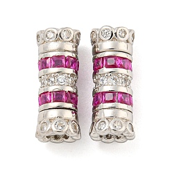 Plaqué Platine Véritable 925 argent sterling avec fermoirs à vis en strass, fleur, Platine plaqué, 13x5x5mm, Trou: 2mm