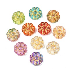 (52) Непрозрачная лаванда Краска для выпечки и стеклянные бусины, инкрустированные золотым металлом, цветок, разноцветные, 14x5.5 мм, отверстие : 1.2 мм