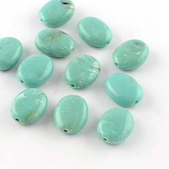 Средний Аквамарин Овальной имитация драгоценных камней акриловые бусины, средний аквамарин, 19x15x7 мм, Отверстие : 2 мм , около 330 шт / 500 г