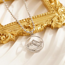 Нержавеющая Сталь Цвет Не тускнеющее горное ожерелье с подвеской из нержавеющей стали с кубинскими звеньями, цвет нержавеющей стали, 304 дюйм (23.62 см)
