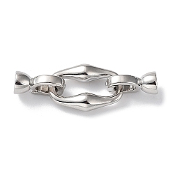 Платина Латунная обшивка стойки с застежками, без кадмия и без свинца, долговечный, платина, Кольцо: 17.5x12.5x4.5 mm, застежка : 12x5.5 mm, внутренний диаметр: 4 мм