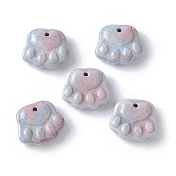 Светлый Стально-синий Натуральные радужные агатовые подвески из алашана, окрашенные, лапы печатать прелести, светло-стальной синий, 12~12.5x14~14.5x4~4.5 мм, отверстие : 1.2 мм