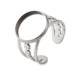 Нержавеющая Сталь Цвет 304 компоненты манжетного кольца из нержавеющей стали, Настройки колодки кольцо, круглые, цвет нержавеющей стали, лоток : 14 мм, внутренний диаметр: 18.8 мм