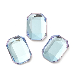 Azore luz Cabujones de diamantes de imitación de cristal, espalda y espalda planas, facetados, Rectángulo, azore luz, 14x10x4.50 mm