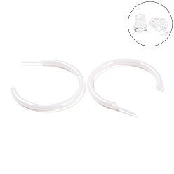 Белый Дым Гипоаллергенные серьги-гвоздики из биокерамики с цирконием и керамикой, серьги-кольца, не выцветает и не содержит никеля, серый, 30x2.5x27 мм