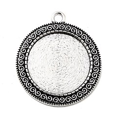 Античное Серебро Сеттинги для кабошонов или кулона, сплав, тибетский стиль , без кадмия и без свинца, плоско-круглые, античное серебро, лоток : 25 мм, 40x35x2 мм, отверстие: 3 мм, около 150 шт / кг