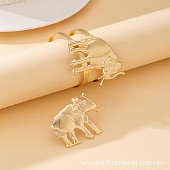 Золотой Наборы браслетов и колец из сплава слона, золотые, внутренний диаметр: 60 мм