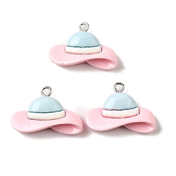 Hat Подвески из смолы на летнюю тематику, с железной платиной петлей, шляпа, 17x25x7 мм, отверстие : 2 мм