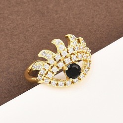 Настоящее золото 18K Манжеты из латуни с микро паве кубический цирконий для женщин, глаз, долговечный, стойки покрытие, без кадмия и без свинца, реальный 18 k позолоченный, 14 мм