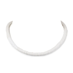 Белый Богемные ожерелья ручной работы из полимерной глины Хейши из бисера, Праздничные пляжные украшения из цинкового сплава для женщин и девочек, белые, 16.69 дюйм (42.4 см)