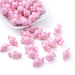 Бледно-Розовый Сплошной цвет акриловые бусины, конфеты, розовый жемчуг, 12x21x12 мм, Отверстие : 2 мм , около 389 шт / 500 г