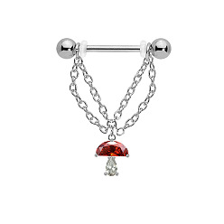 Гриб 316l хирургические кольца для сосков из нержавеющей стали со стразами, цвет нержавеющей стали, гриб, 31 мм