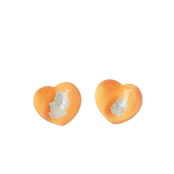 Оранжевый Светящиеся бусины в форме сердца из смолы, светится в темноте, без отверстия , оранжевые, 25x20 мм