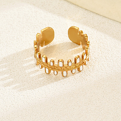 Белый 201 Модные эмалевые кольца-манжеты из нержавеющей стали в винтажном стиле для женщин, подарок на свидание в отпуске, белые, внутренний диаметр: 16~18 мм