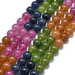 Разноцветный Натуральный Malaysia нефритовые бусы пряди, окрашенная и подогревом, круглые, красочный, 8~8.5 мм, отверстие : 1.2 мм, около 48 шт / нитка, 14.96 дюйм (38 см)