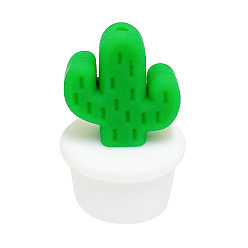 White Cactus Food Grade Eco-Friendly Silicone Focal Beads, White, 28.1x18.6mm
