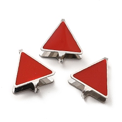 Red 304 Stainless Steel Snap on Bails, with Enamel, Triangle, Stainless Steel Color, Red, 11x10x3mm, Pin: 0.9mm