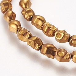 с Золотистым Покрытием Гальванические немагнитная синтетический гематит бисер пряди, класс АА, череп, с золотым покрытием, 5.5x4.5x5 мм, отверстие : 1 мм, около 65 шт / нитка, 15.7 дюйм (40 см)