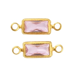 Фламинго Латунные подвески для стеклянных соединителей pave k9, без кадмия и без свинца, прямоугольник ссылки, золотые, фламинго, 11.5x3.5x1.5 мм, отверстие : 1 мм