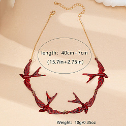 Темно-Красный Цепочки из сплава с эмалированными звеньями, кабель ожерелья цепи, глотать, золотые, темно-красный, 15.75 дюйм (40 см)